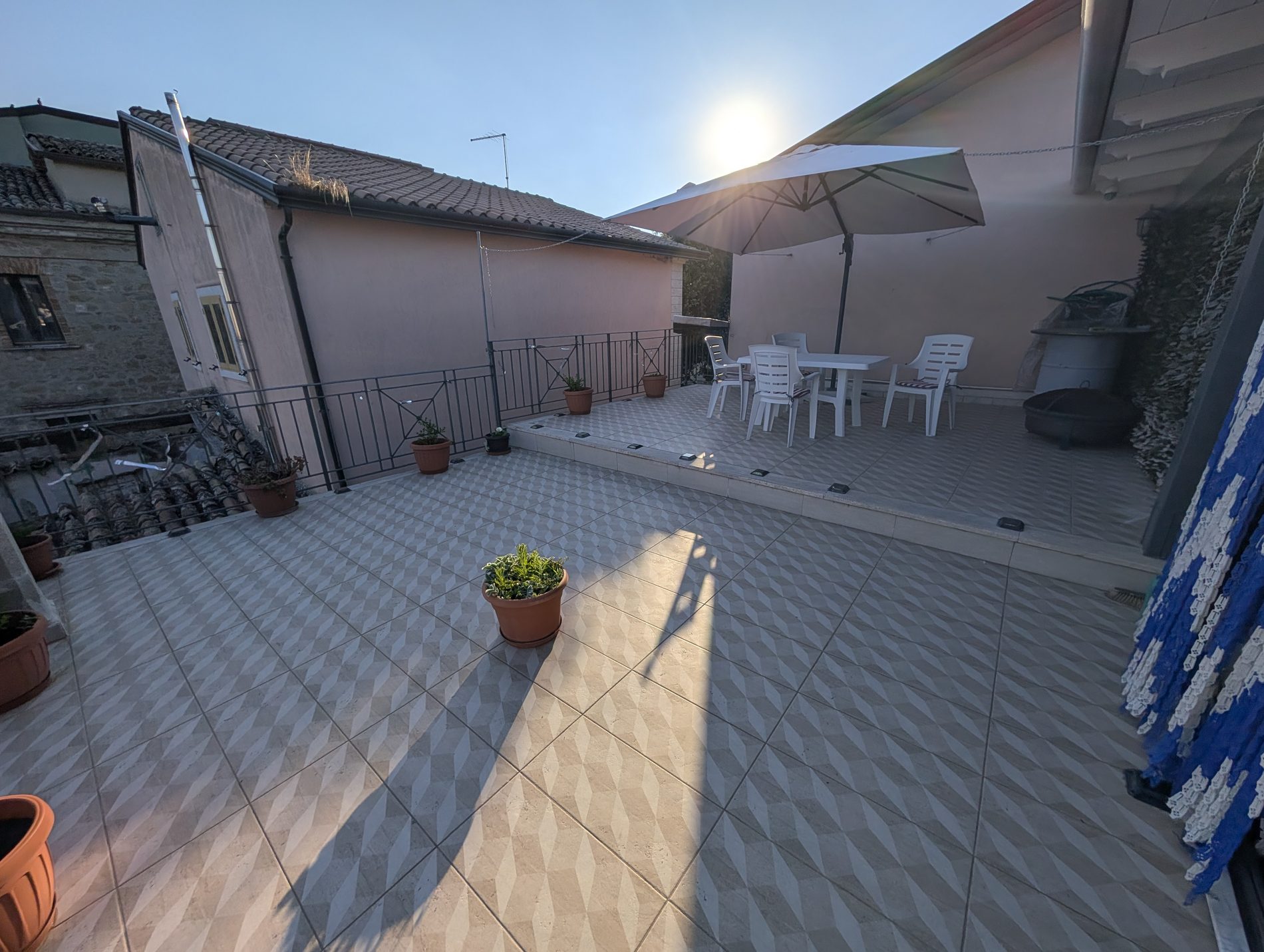 Roof terrace in afternoon sun